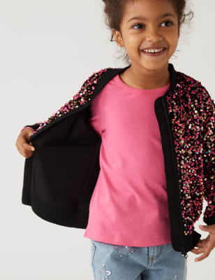 Pink sequin hot sale jacket girls