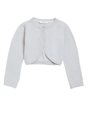 

Girls M&S Collection Cotton Rich Glitter Cardigan (2-7 Yrs) - Silver, Silver