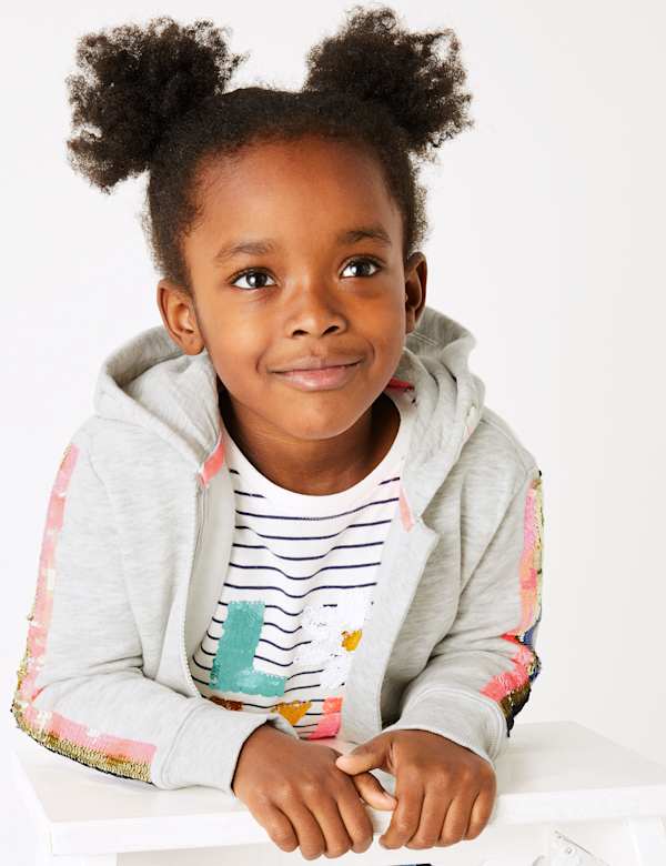Reversible Sequin Side Stripe Hoodie (2-7 Yrs)