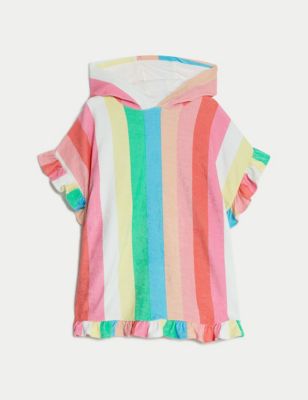 M&S Girl's Cotton Rich Rainbow Towelling Poncho (2-8 Yrs) - 3-4 Y - Multi, Multi
