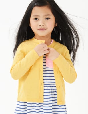 

Girls M&S Collection Cotton Rich Swiss Dot Cardigan (2-7 Yrs) - Yellow, Yellow