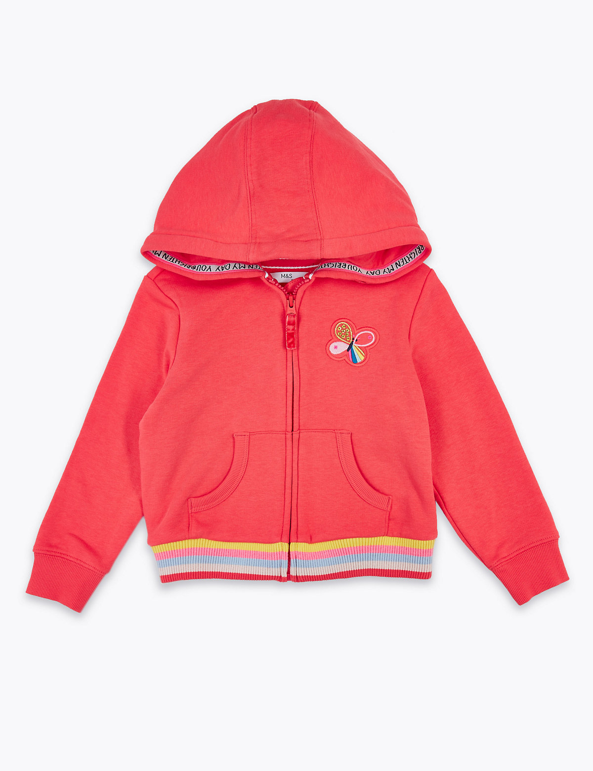 Cotton Rich Butterfly Embroidered Hoodie