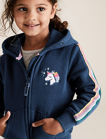 Cotton Embroidered Unicorn Hoodie (2-7 Yrs)