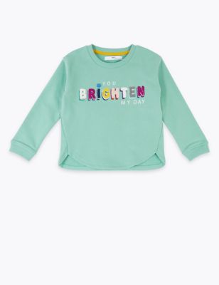 Brighten My Day Sequin Sweatshirt (2-7 Yrs) | M&S