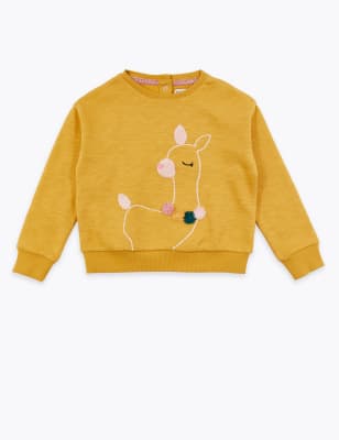 Bavlněn&aacute; mikina s&nbsp;potiskem lam (3&nbsp;měs&iacute;ce&nbsp;&ndash; 7&nbsp;let)