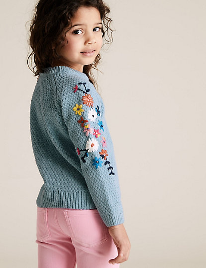Floral Embroidered Knitted Jumper (2-7 Yrs)
