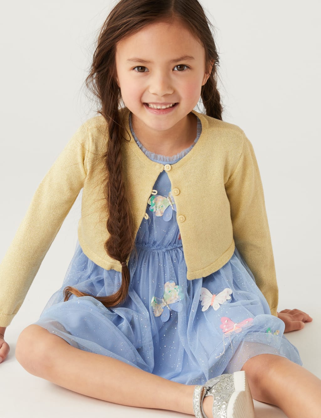 Cotton Rich Glitter Cardigan (2-8 Yrs) image 2