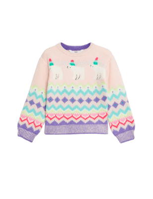 

Girls M&S Collection Polar Bear Fair Isle Knitted Jumper (2-7 Yrs) - Pink, Pink