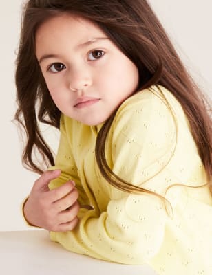 Gilet en maille pointelle 100 % coton (du 2 au 7 ans) - Yellow