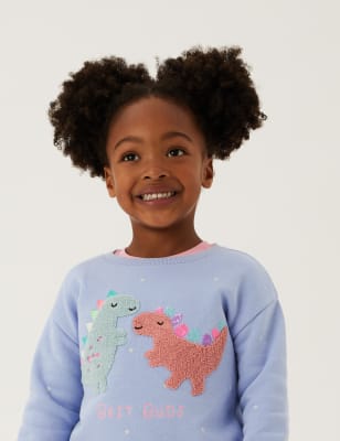 

Girls M&S Collection Cotton Rich Dinosaur Sweatshirt (2-7 Yrs) - Blue, Blue