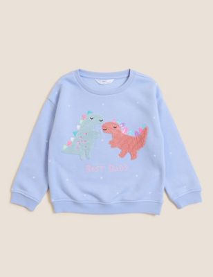 M&S Girls Cotton Rich Dinosaur Sweatshirt (2-7 Yrs)