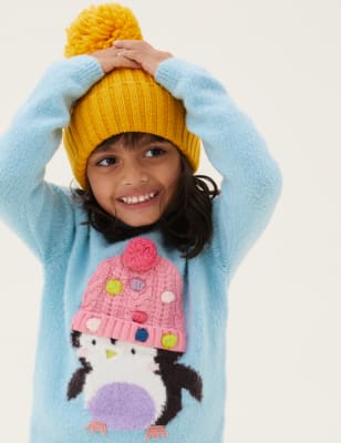 

Girls M&S Collection Penguin Jumper - Aqua, Aqua