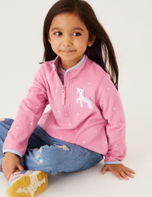 

Girls M&S Collection Unicorn Zip Fleece Tops (2-7 Yrs) - Pink, Pink