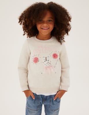 

M&S Collection Sudadera de algodón de leopardo bailando (2-7 años) - Oatmeal, Oatmeal
