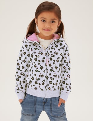 

Girls M&S Collection Cotton Rich Leopard Print Hoodie (2-7 Yrs) - Grey, Grey