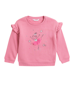 

Girls M&S Collection Cotton Rich Ballerina Sweatshirt (2-7 Yrs) - Pink, Pink