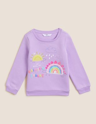 M&S Girls Cotton Rich Dinosaur Sweatshirt (2-7 Yrs)