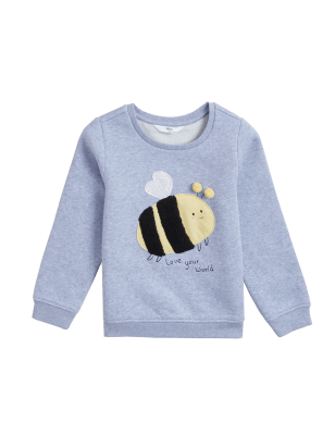 

Girls M&S Collection Cotton Rich Bee Sweatshirt (2-7 Yrs) - Blue, Blue