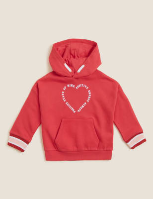 

Girls M&S Collection Cotton Rich Heart Slogan Hoodie (2-7 Yrs) - Red, Red