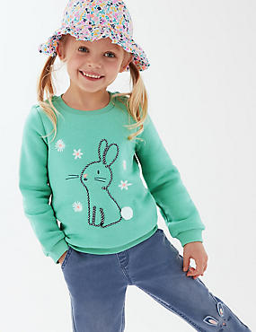 Cotton Rich Embroidered Bunny Sweatshirt (2-7 Yrs)