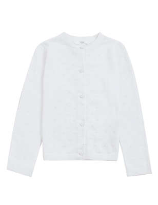 

Girls M&S Collection Pure Cotton Pointelle Cardigan (2-7 Yrs) - White, White