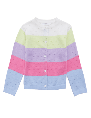

M&S Collection Gestreifte Strickjacke aus reiner Baumwolle (2-7 Jahre) - Multi, Multi
