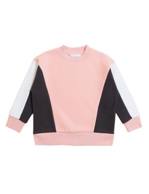 M&S Girls Cotton Rich Colour Block Sweatshirt (2-7 Yrs)