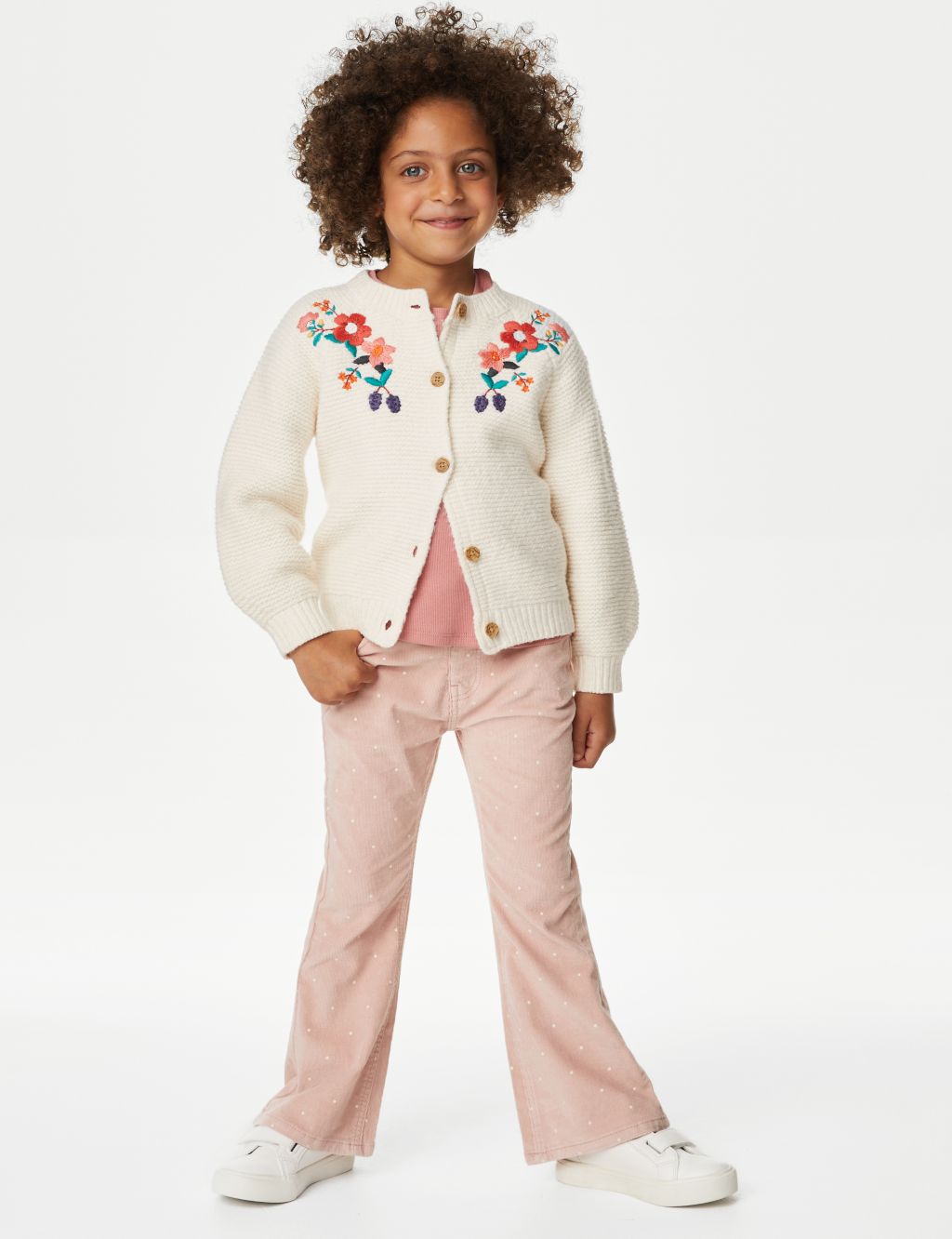 Cotton Rich Flower Embroidered Cardigan (2-8 Yrs) image 3