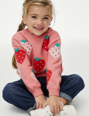 Knitted Strawberry Jumper (2-8 Yrs) - DE