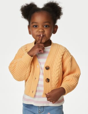 

Girls M&S Collection Chunky Knitted Cardigan (2-8 Yrs) - Light Apricot, Light Apricot