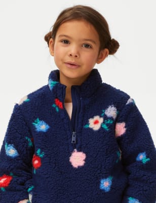 

Girls M&S Collection Printed Zip Borg Fleece Top (2-8 Yrs) - Blue Mix, Blue Mix