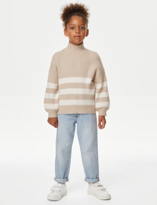 

Girls M&S Collection Striped Jumper (2-8 Yrs) - Oatmeal, Oatmeal