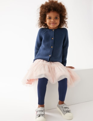 Marks And Spencer Girls M&S Collection Pure Cotton Cardigan (2-7 Yrs) - Navy