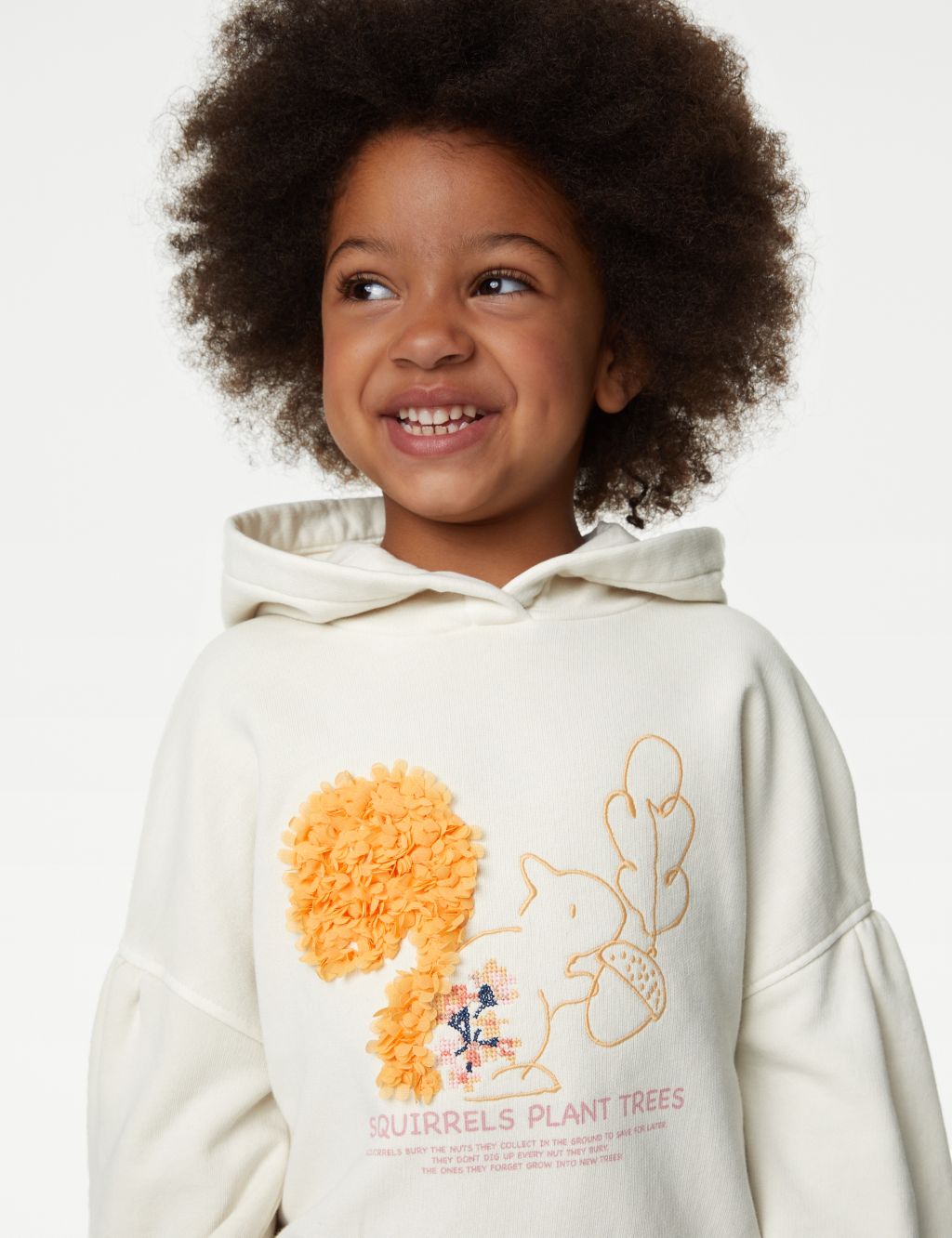 Cotton Rich Squirrel Embroidered Hoodie (2-8 Yrs) image 1
