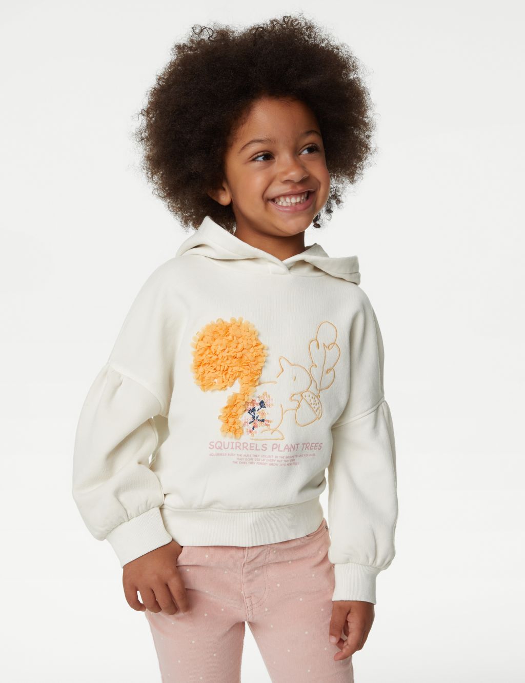 Cotton Rich Squirrel Embroidered Hoodie (2-8 Yrs) image 3