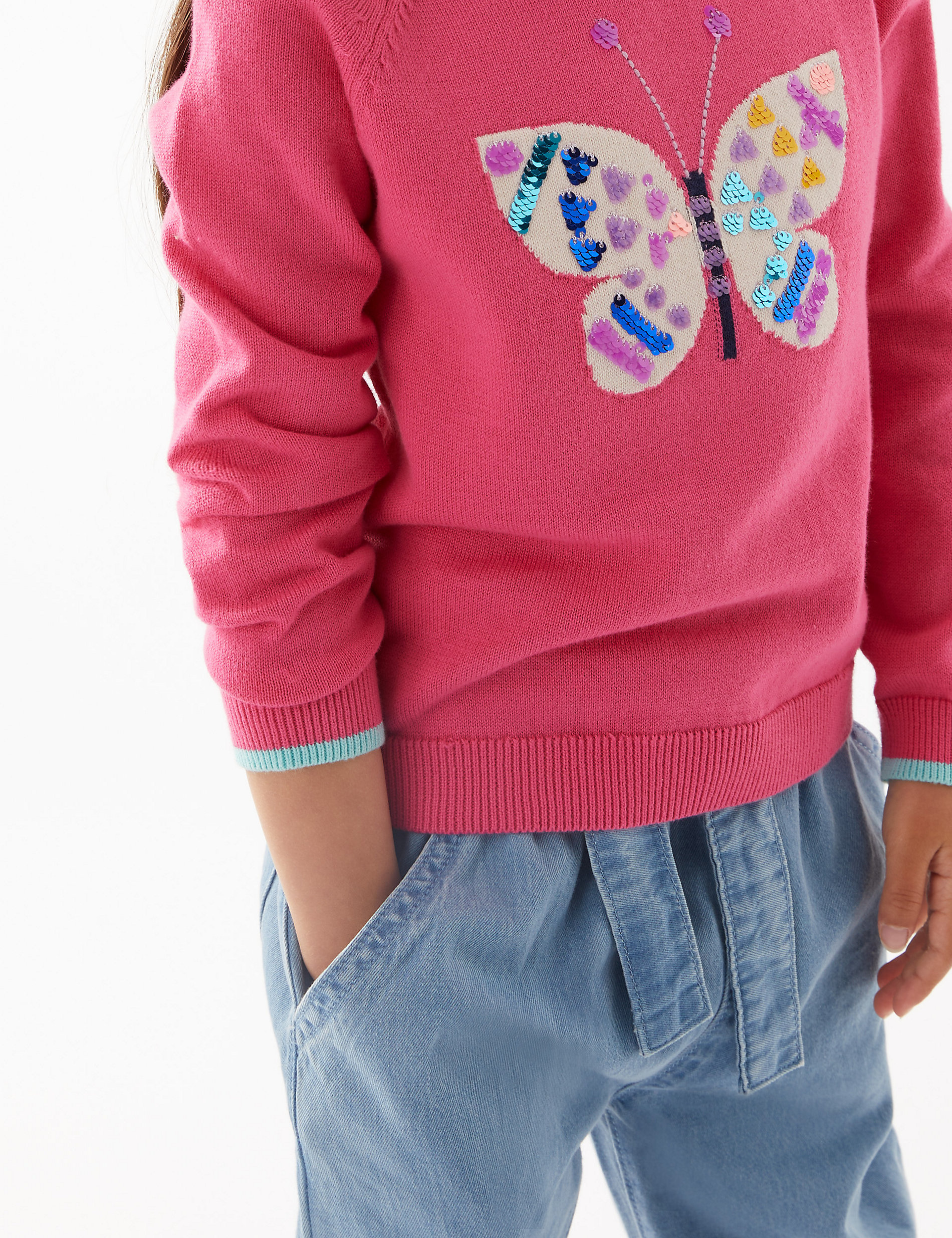 Knitted Sequin Butterfly Jumper (2-7 Yrs)