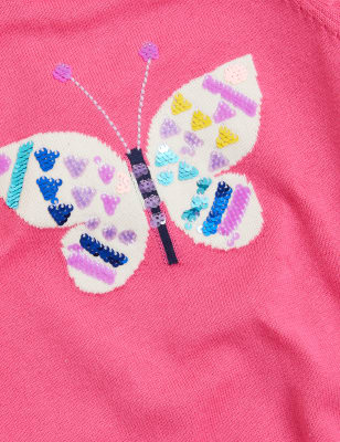 

Girls M&S Collection Knitted Sequin Butterfly Jumper (2-7 Yrs) - Pink, Pink