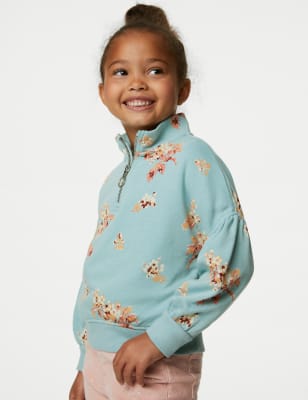 

Girls M&S Collection Cotton Rich Floral Zip Sweatshirt (2-8 Yrs) - Light Teal, Light Teal