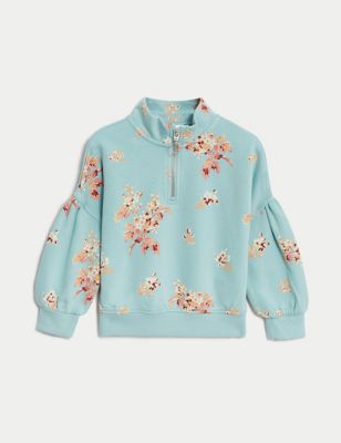 Cotton Rich Floral Zip Sweatshirt (2-8 Yrs)