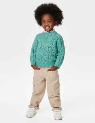 

Girls M&S Collection Knitted Frill Neck Jumper (2-8 Yrs) - Green, Green