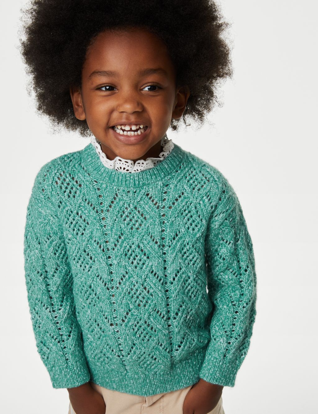 Knitted Frill Neck Jumper (2-8 Yrs) image 3