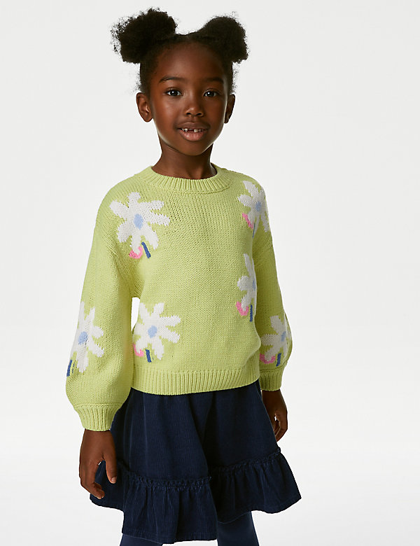Floral Knitted Jumper (2-8 Yrs) - GR