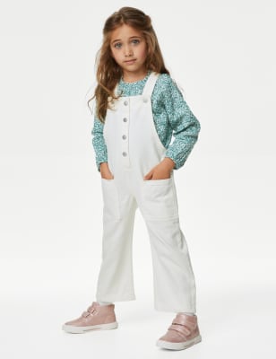 

M&S Collection Conjunto 100% algodón con parte de arriba y de abajo floral (2-8 años) - Cream, Cream