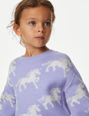 Pull en maille à motif licorne (du 2 au 8&nbsp;ans)