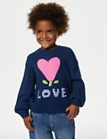 Gebreide trui met hartjesmotief (2-8 jaar)