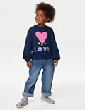 Πλεκτό πουλόβερ με print με καρδιές (2-8 ετών)