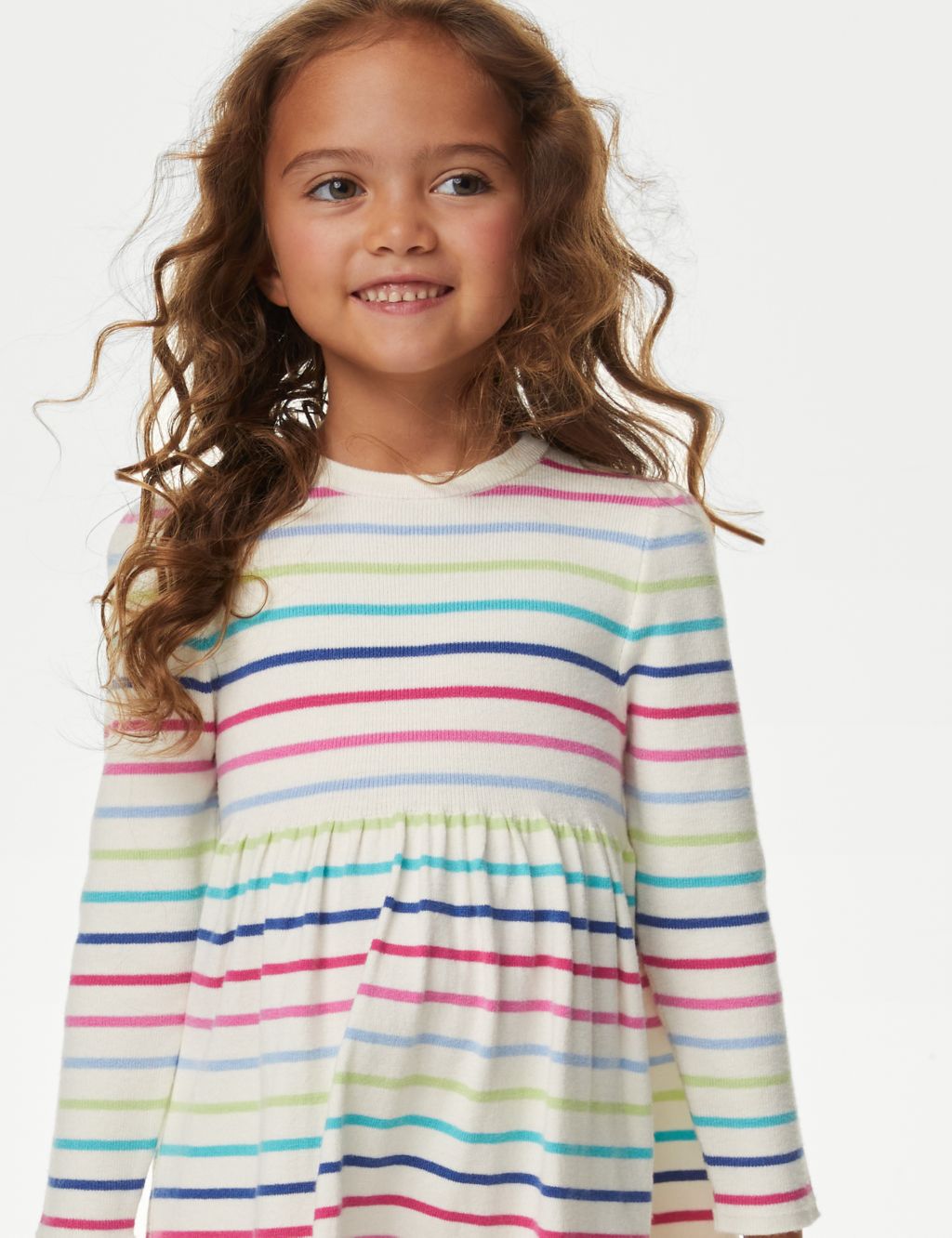 Rainbow Striped Dress with Tights (2-8 Yrs) image 3