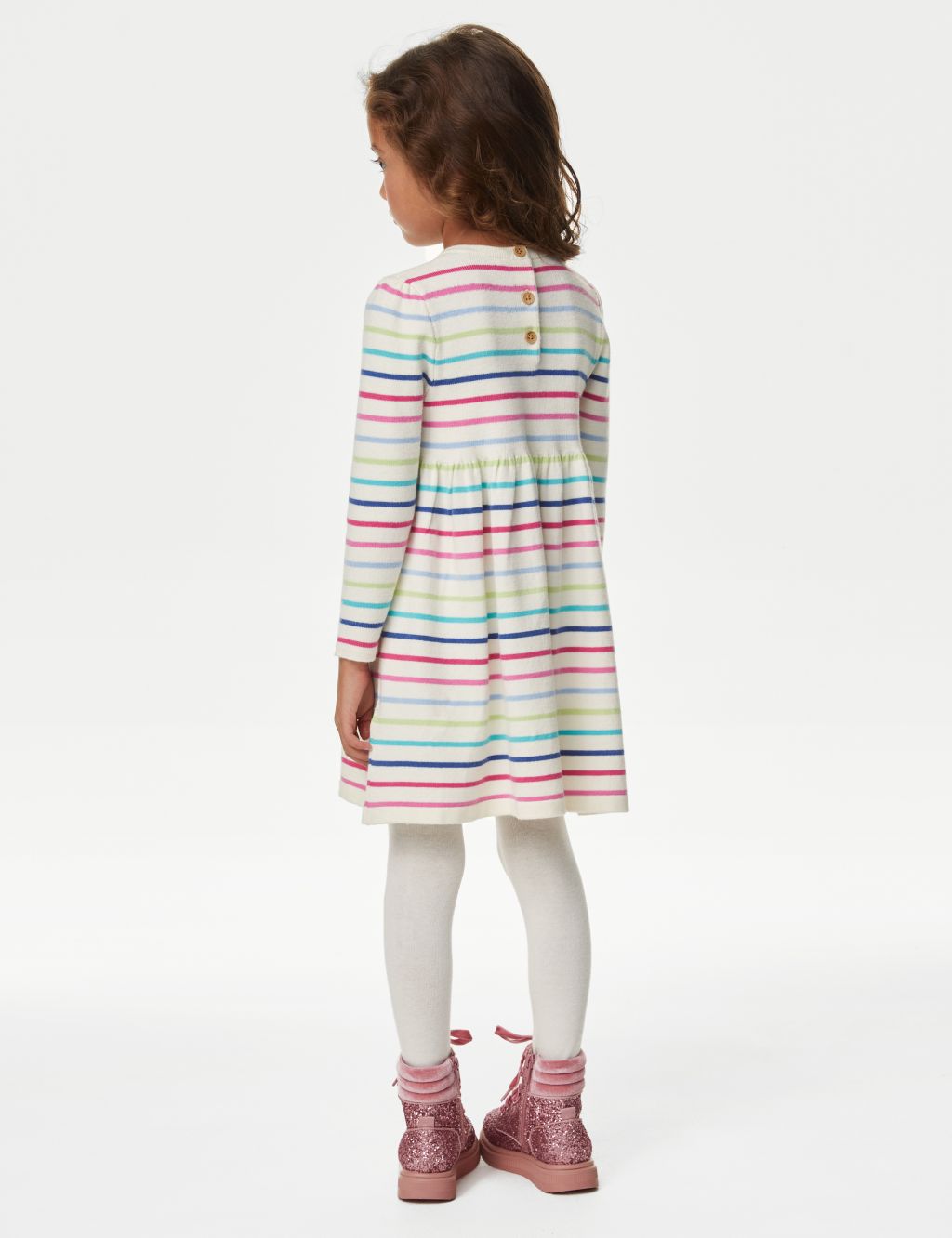 Rainbow Striped Dress with Tights (2-8 Yrs) image 4