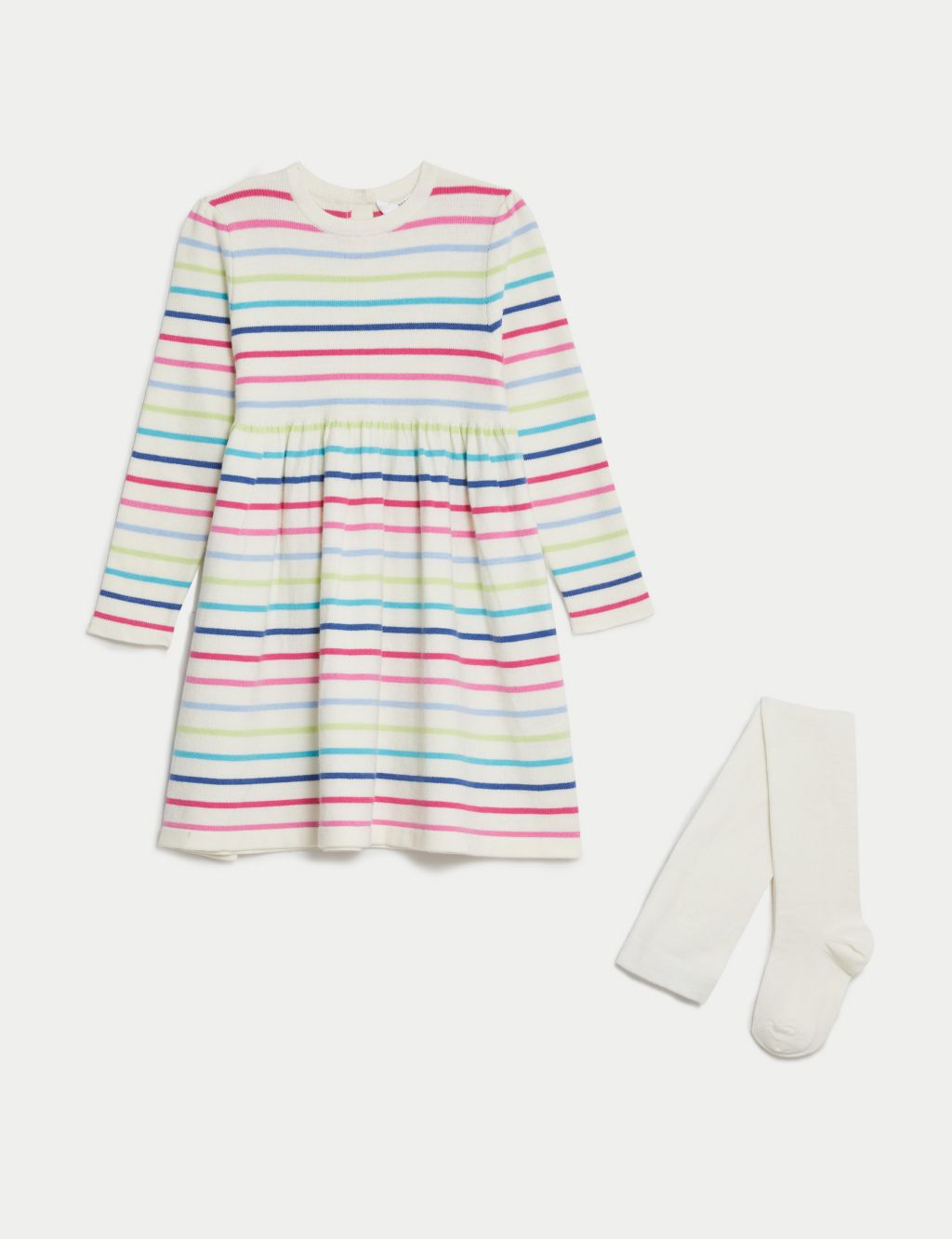 Rainbow Striped Dress with Tights (2-8 Yrs) image 2