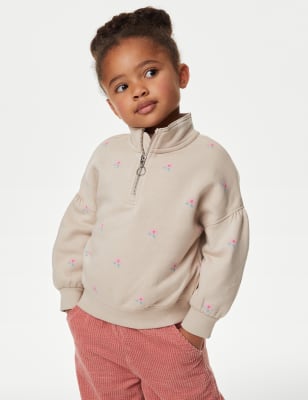 

Girls M&S Collection Cotton Rich Floral Half Zip Sweatshirt (2-8 Yrs) - Pink, Pink